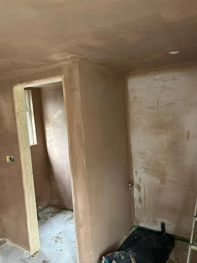 Room partition and wall plastering